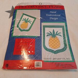 Vintage Pineapple Decorative Flag Hand Embroidered Design Giant 28"x40" NEW‎